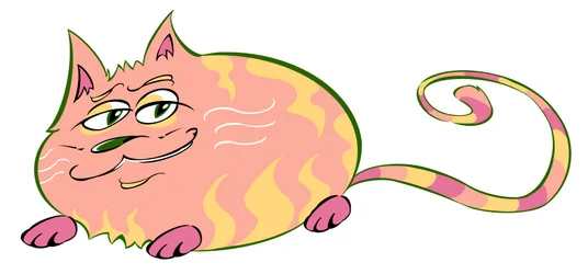 Kurvige Katze - Karikatur
